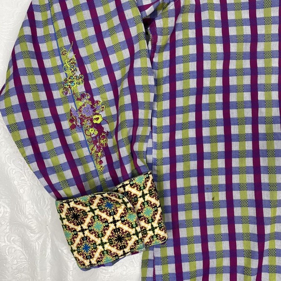 Robert Graham Sz L Plaid Button Up Shirt - Picture 3 of 11
